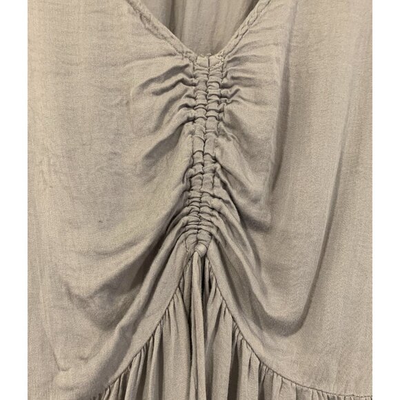 Torrid Tunic Top Womens Size 1 Gray Ruched Front Peplum Boho Flowy Rayon Blouse - Picture 5 of 10